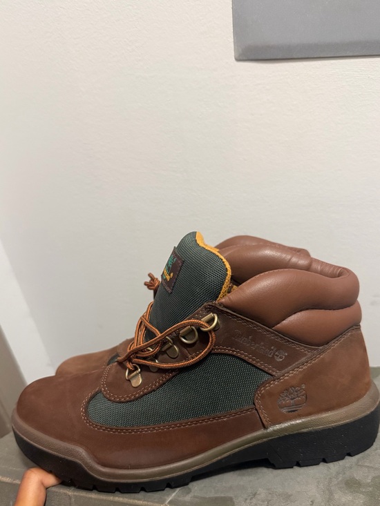 Timberland Men\'s Brown and Green Leather Hiking Boots
